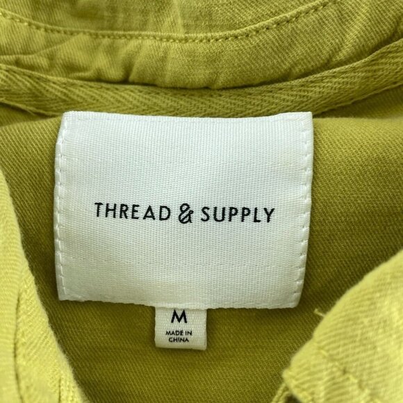 Thread & Supply Gold Corduroy Button-Up Shirt W/ Frayed Hem Medium 2034 - Picture 3 of 9